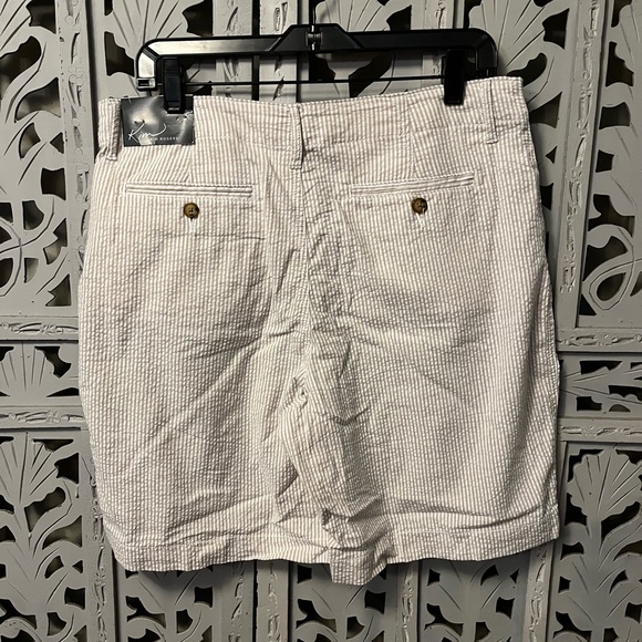 KIM ROGERS CUTE CREAM & TAN STRIPED COMFY COTTON LIGHTWEIGHT STRETCHY SHORTS - Picture 4 of 8